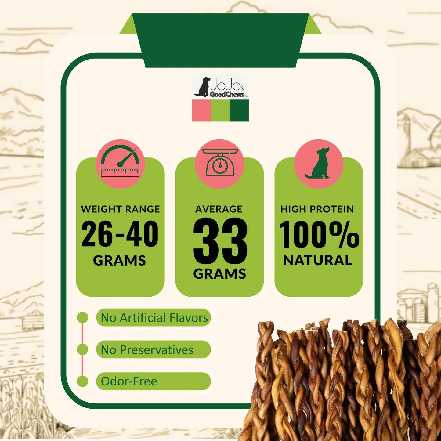 12” Thin Braided Bully Sticks | All-Natural Dog Treats