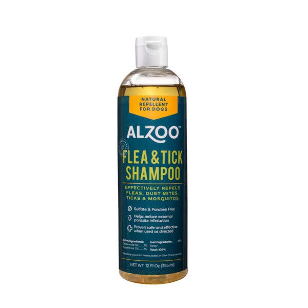 ALZOO PLANT-BASED FLEA & TICK SHAMPOO, 12oz